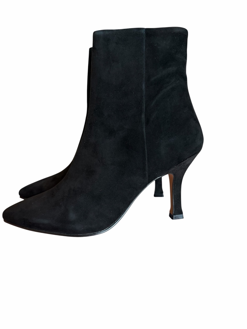 Women’s Black Suede Pointed-Toe Ankle Booties - Picture 4 of 9